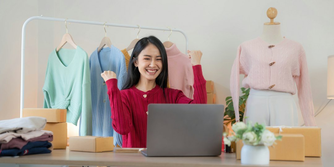 Woman browsing for gifts online on a laptop