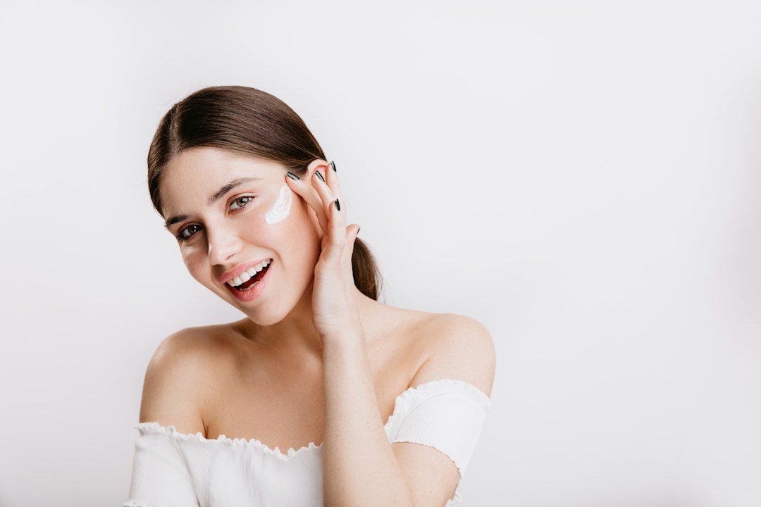 Woman enjoying a skincare routine