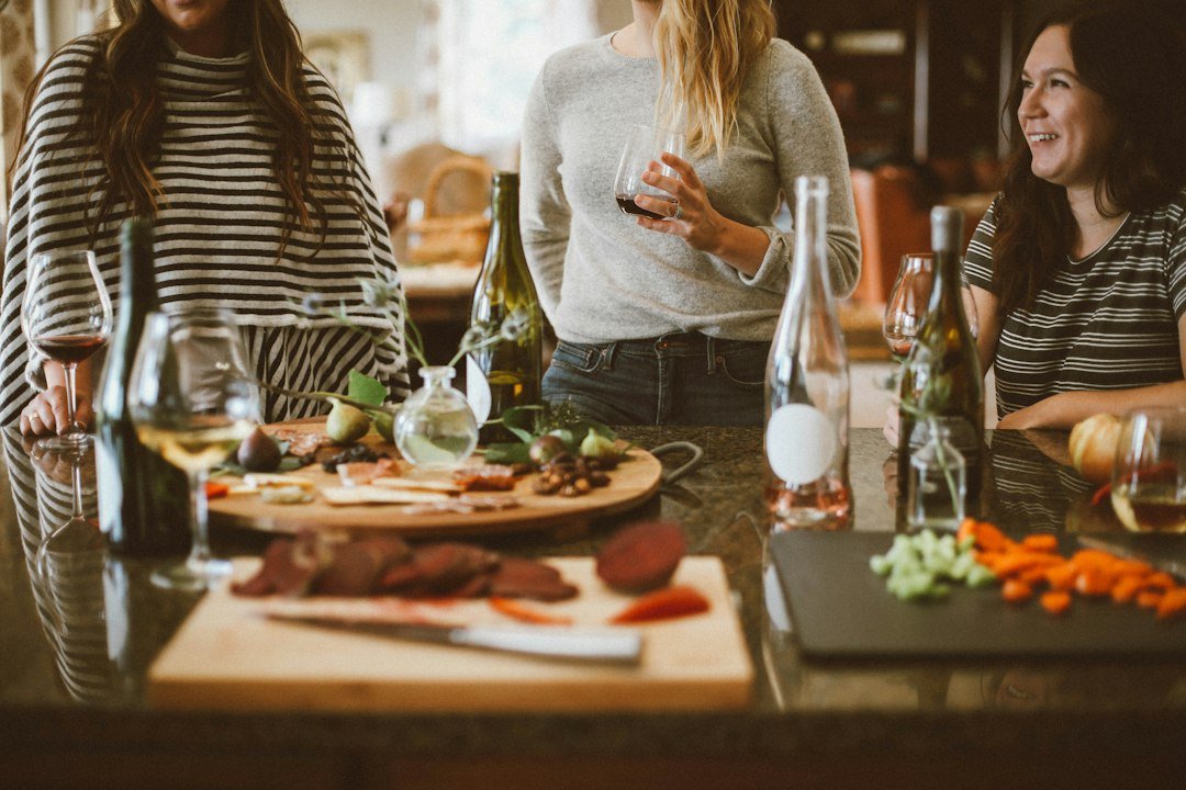 Women enjoying a dinner gathering together